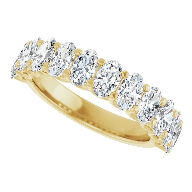 Juliette 5x3mm Oval Gemstones 1/2 Eternity Wedding & Anniversary Band