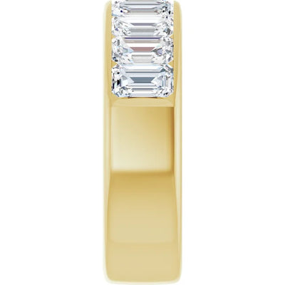 Emerald 9 Stone Half Eternity Bold Band