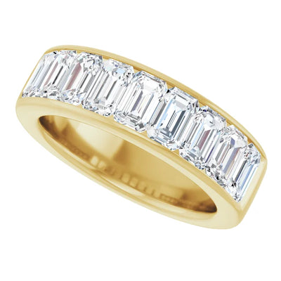 Emerald 9 Stone Half Eternity Bold Band