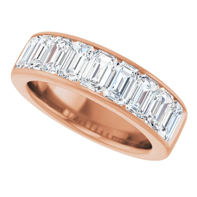 Emerald 9 Stone Half Eternity Bold Band
