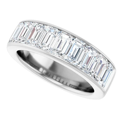 Emerald 9 Stone Half Eternity Bold Band