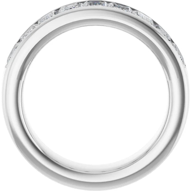 Emerald 9 Stone Half Eternity Bold Band