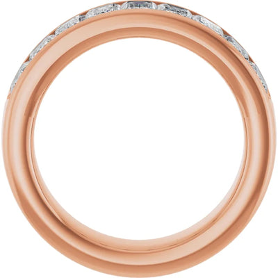 Emerald 9 Stone Half Eternity Bold Band
