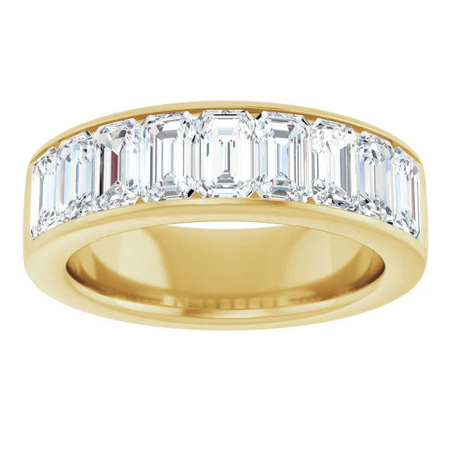 Emerald 9 Stone Half Eternity Bold Band