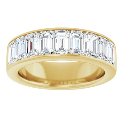 Emerald 9 Stone Half Eternity Bold Band