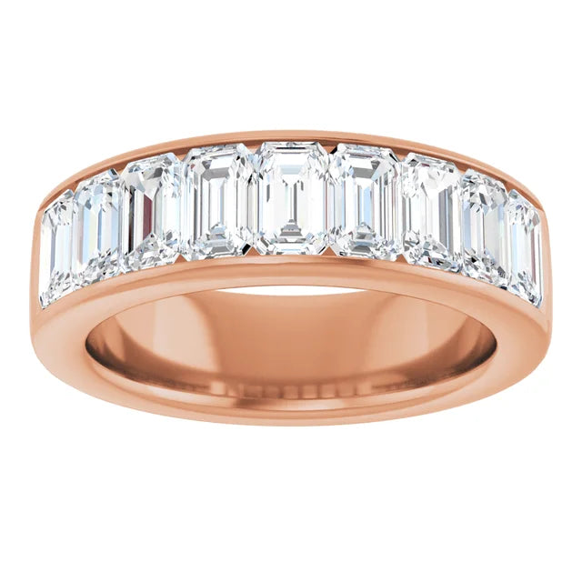 Emerald 9 Stone Half Eternity Bold Band