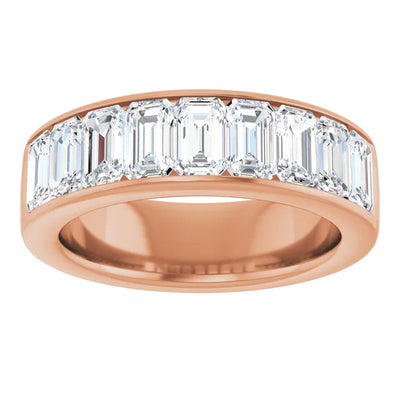 Emerald 9 Stone Half Eternity Bold Band