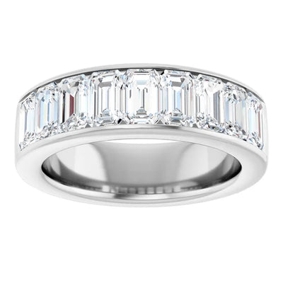 Emerald 9 Stone Half Eternity Bold Band
