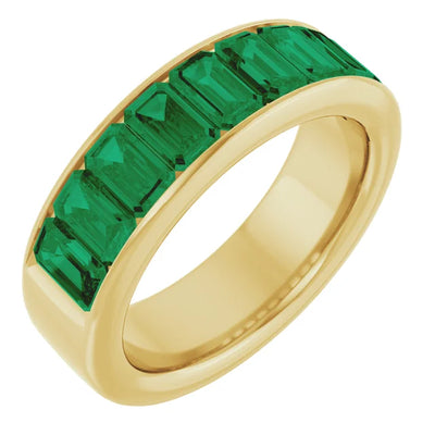 Emerald 9 Stone Half Eternity Bold Band