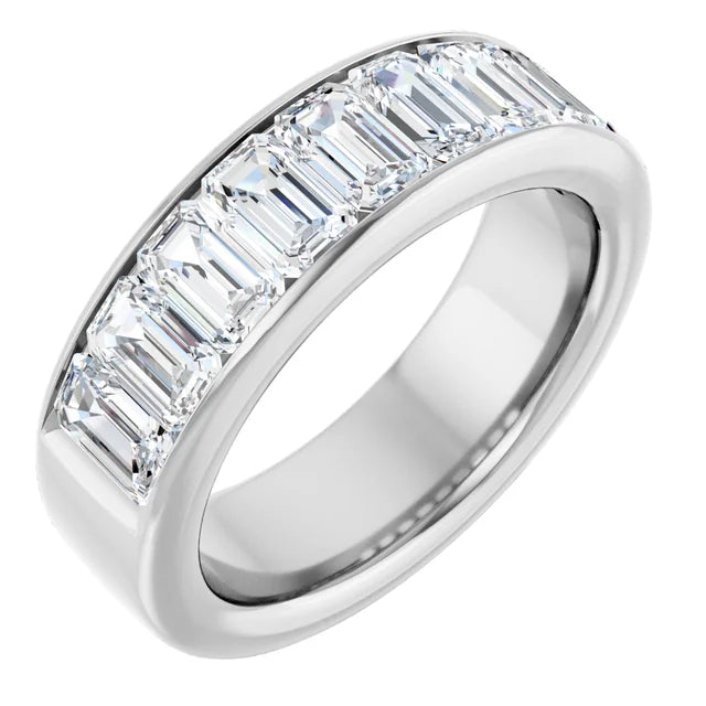 Emerald 9 Stone Half Eternity Bold Band