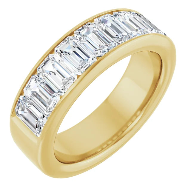 Emerald 9 Stone Half Eternity Bold Band