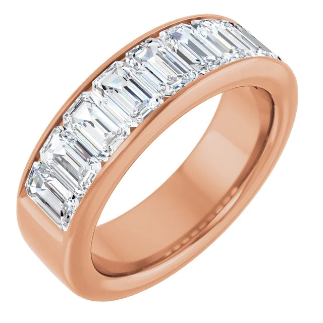 Emerald 9 Stone Half Eternity Bold Band