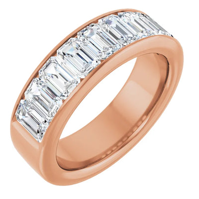 Emerald 9 Stone Half Eternity Bold Band