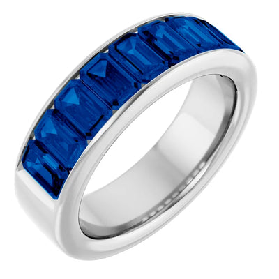 Emerald 9 Stone Half Eternity Bold Band