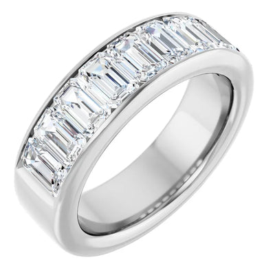 Emerald 9 Stone Half Eternity Bold Band