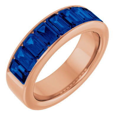 Emerald 9 Stone Half Eternity Bold Band