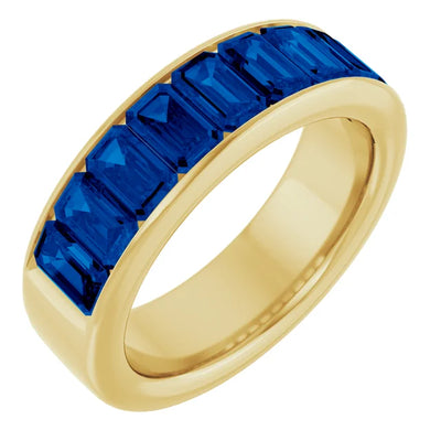 Emerald 9 Stone Half Eternity Bold Band