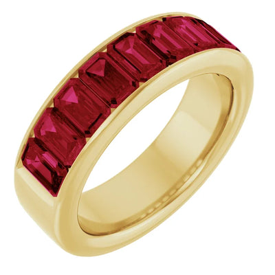 Emerald 9 Stone Half Eternity Bold Band