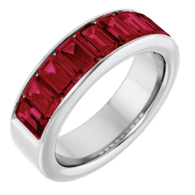 Emerald 9 Stone Half Eternity Bold Band