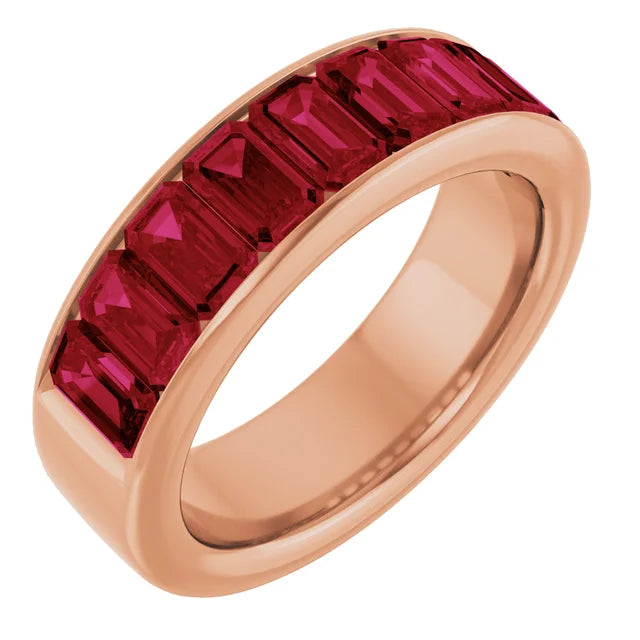 Emerald 9 Stone Half Eternity Bold Band