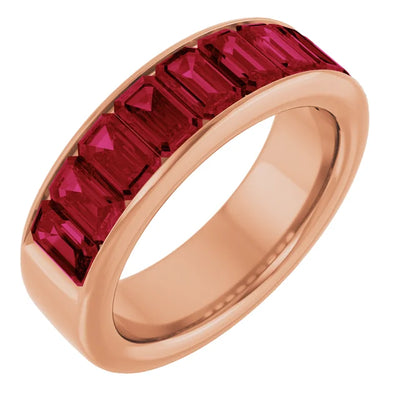 Emerald 9 Stone Half Eternity Bold Band