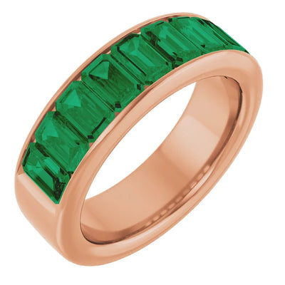 Emerald 9 Stone Half Eternity Bold Band