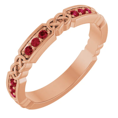Kenla Round Gemstones 3/4 Eternity Celtic-Inspired Wedding & Anniversary Band