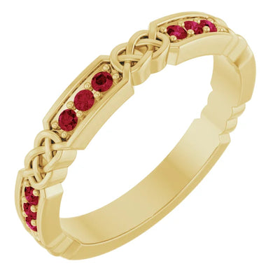 Kenla Round Gemstones 3/4 Eternity Celtic-Inspired Wedding & Anniversary Band