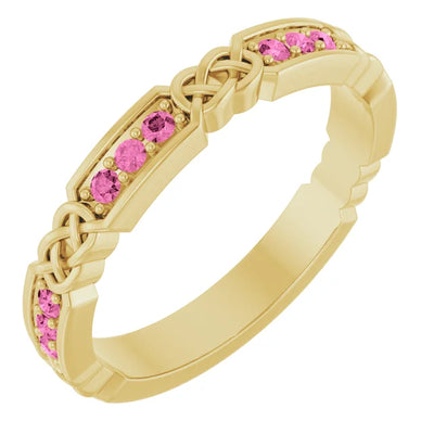 Kenla Round Gemstones 3/4 Eternity Celtic-Inspired Wedding & Anniversary Band