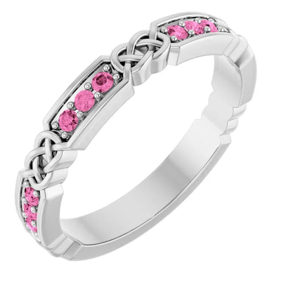 Kenla Round Gemstones 3/4 Eternity Celtic-Inspired Wedding & Anniversary Band