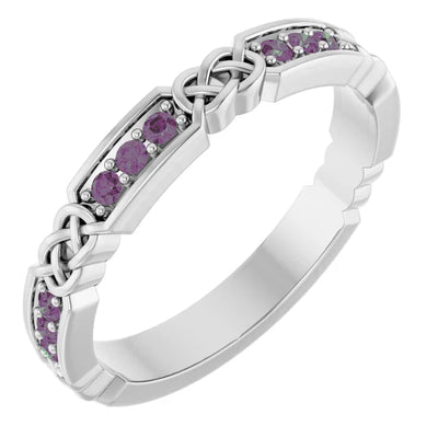 Kenla Round Gemstones 3/4 Eternity Celtic-Inspired Wedding & Anniversary Band