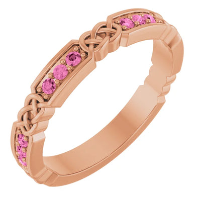 Kenla Round Gemstones 3/4 Eternity Celtic-Inspired Wedding & Anniversary Band