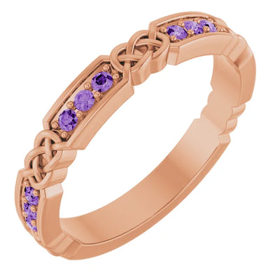 Kenla Round Gemstones 3/4 Eternity Celtic-Inspired Wedding & Anniversary Band