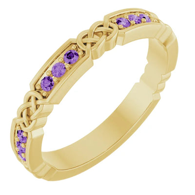 Kenla Round Gemstones 3/4 Eternity Celtic-Inspired Wedding & Anniversary Band
