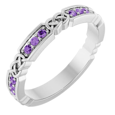 Kenla Round Gemstones 3/4 Eternity Celtic-Inspired Wedding & Anniversary Band