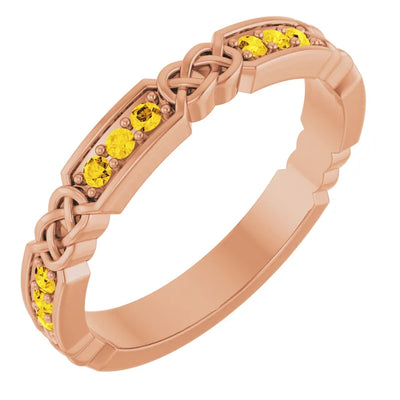 Kenla Round Gemstones 3/4 Eternity Celtic-Inspired Wedding & Anniversary Band
