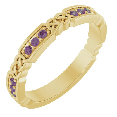 Kenla Round Gemstones 3/4 Eternity Celtic-Inspired Wedding & Anniversary Band