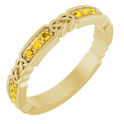 Kenla Round Gemstones 3/4 Eternity Celtic-Inspired Wedding & Anniversary Band