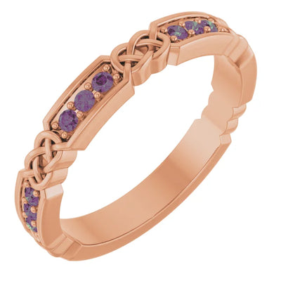 Kenla Round Gemstones 3/4 Eternity Celtic-Inspired Wedding & Anniversary Band
