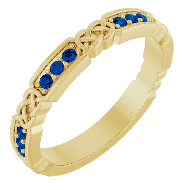Kenla Round Gemstones 3/4 Eternity Celtic-Inspired Wedding & Anniversary Band