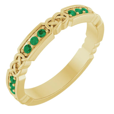 Kenla Round Gemstones 3/4 Eternity Celtic-Inspired Wedding & Anniversary Band
