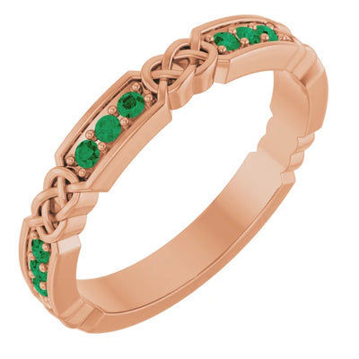 Kenla Round Gemstones 3/4 Eternity Celtic-Inspired Wedding & Anniversary Band