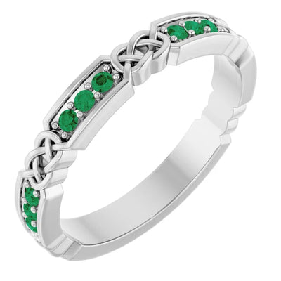 Kenla Round Gemstones 3/4 Eternity Celtic-Inspired Wedding & Anniversary Band
