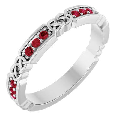 Kenla Round Gemstones 3/4 Eternity Celtic-Inspired Wedding & Anniversary Band