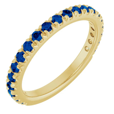 Kenla Round Gemstones 3/4 Eternity French Pave Wedding & Anniversary Band