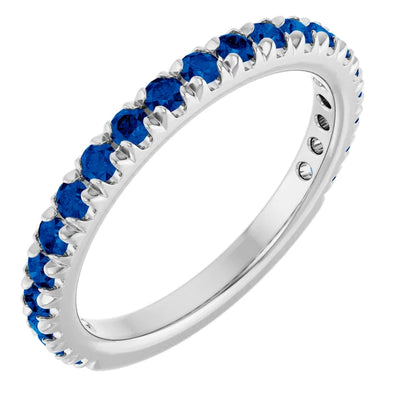 Kenla Round Gemstones 3/4 Eternity French Pave Wedding & Anniversary Band