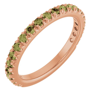 Kenla Round Gemstones 3/4 Eternity French Pave Wedding & Anniversary Band
