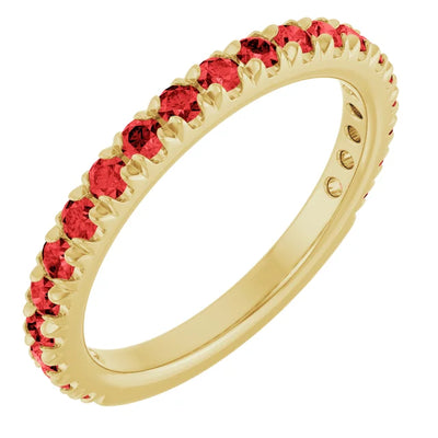 Kenla Round Gemstones 3/4 Eternity French Pave Wedding & Anniversary Band