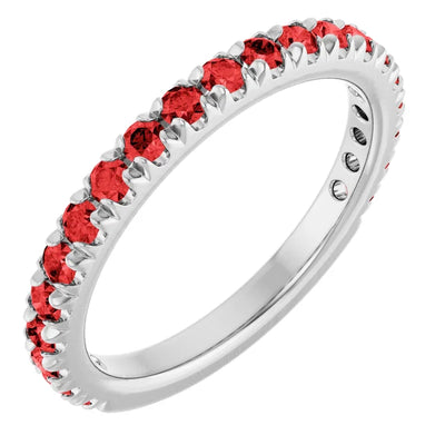 Kenla Round Gemstones 3/4 Eternity French Pave Wedding & Anniversary Band