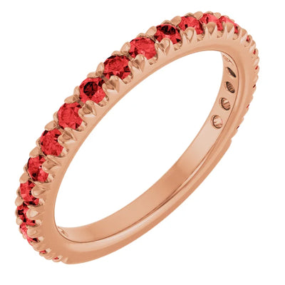Kenla Round Gemstones 3/4 Eternity French Pave Wedding & Anniversary Band